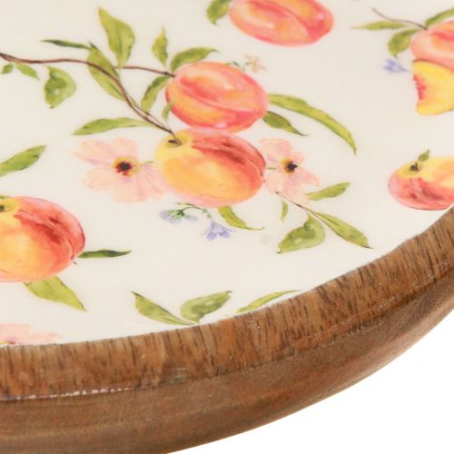 Article Assiette décorative avec socle en manguier motif pêche Ø26cm H9,5cm