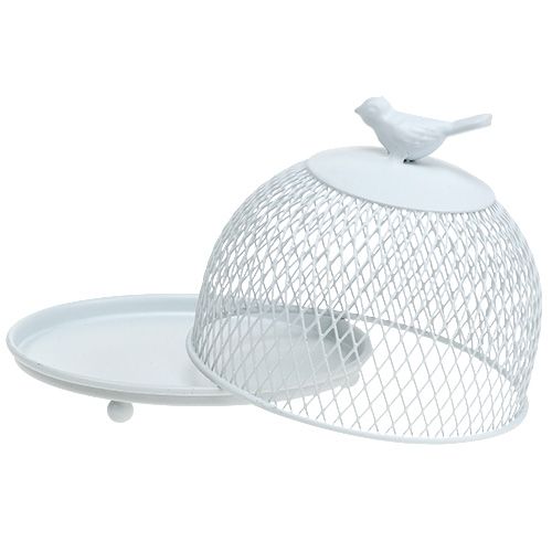 Floristik24 Assiette décorative blanche avec cloche Ø 14 cm