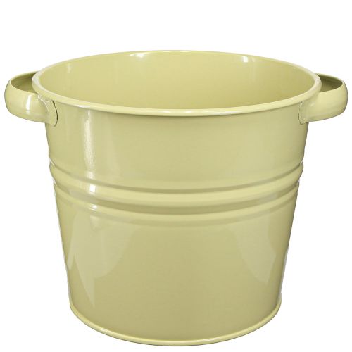 Pot décoratif métal pot de fleur jaune vert 31x26x21,5cm
