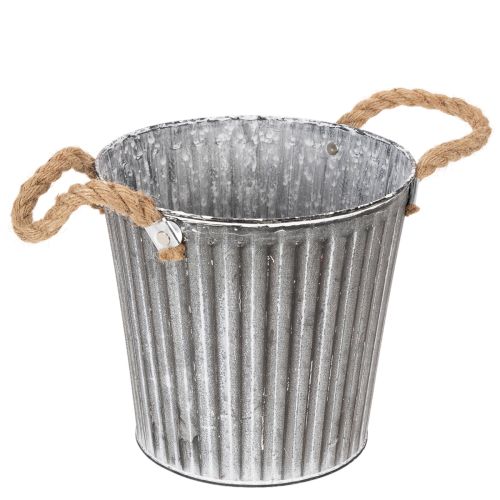 Pot décoratif pour plantation, pot en métal avec anses, décoration en métal style shabby chic Ø 21,5 cm | Floristik24.fr