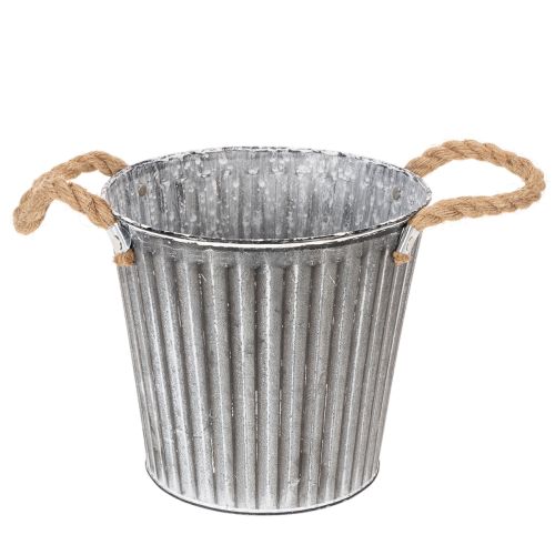 Pot décoratif pour plantation, pot en métal avec anses, décoration en métal style shabby chic Ø 21,5 cm