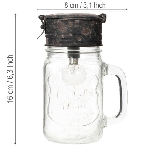 Verre décoratif avec lampe LED Ø8cm H16cm | Floristik24.fr