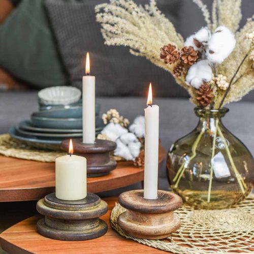 Floristik24 Déco rouleau inversé, bougeoir, décoration de table, design industriel, look vintage Ø12cm