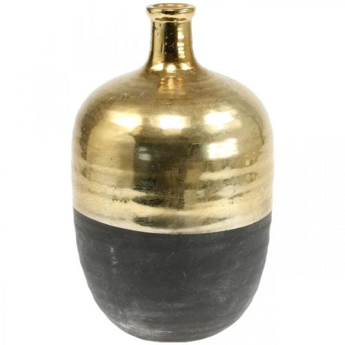 Vase Déco Vase Fleur Noir/Or Céramique Ø18cm H29cm