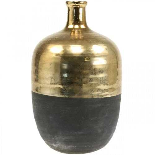Floristik24 Vase Déco Vase Fleur Noir/Or Céramique Ø18cm H29cm
