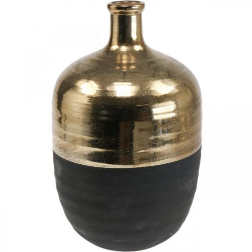 Article Vase Décoratif Vase en Céramique Noir/Or Grand Ø21cm H37.5cm