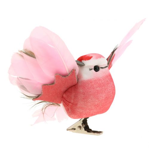 Floristik24 Oiseaux décoratifs sur clip rose/mauve 9 cm 8 p.