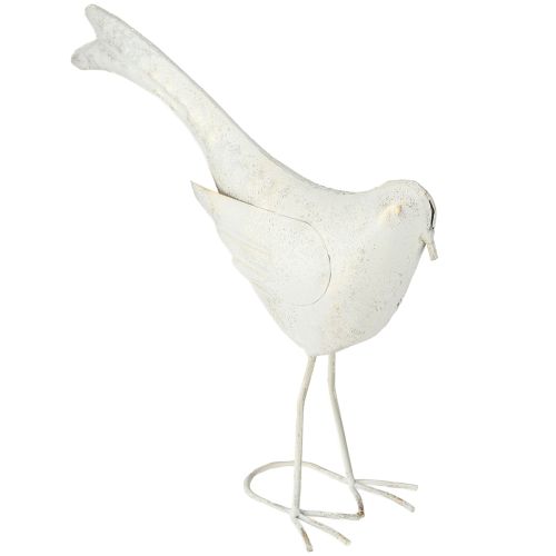 Floristik24 Oiseau décoratif en métal Figurine décorative vintage blanc doré 35x32,5cm