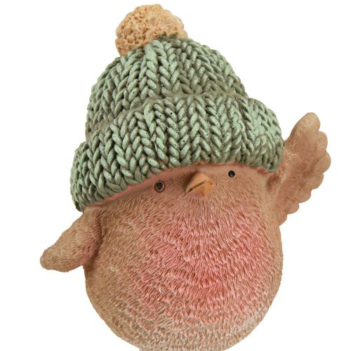 Article Oiseau décoratif avec chapeau décoration d&#39;hiver bleu vert H18cm 2 pcs