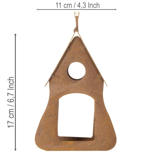 Nichoir suspendu décoratif, nichoir décoratif couleur rouille, 17,5 cm | Floristik24.fr