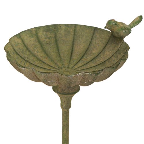 Article Bain d&#39;oiseaux décoratif en métal vert antique Ø16,5 cm H34,5 cm