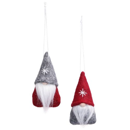 Article Nain décoratif décorations d'arbre de Noël feutre rouge gris 5×9cm 6 pcs