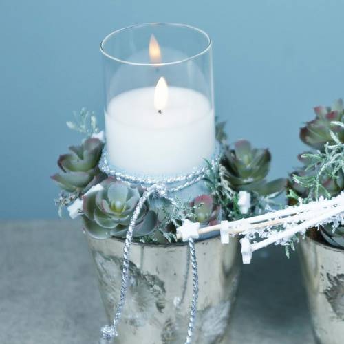 Floristik24 Lanterne déco bougie LED dans un verre cire véritable Ø10cm H15cm