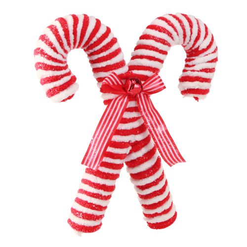 Article Cannes de bonbon décoratives à suspendre pour décorations de sapin de Noël rouge et blanc 28 cm