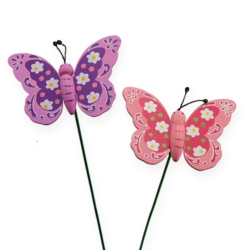 Article Papillon sur bâton 8cm 18pcs