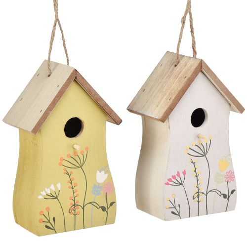Article Décoration pour nichoir à oiseaux suspendu bois blanc jaune 13cm 2 pcs