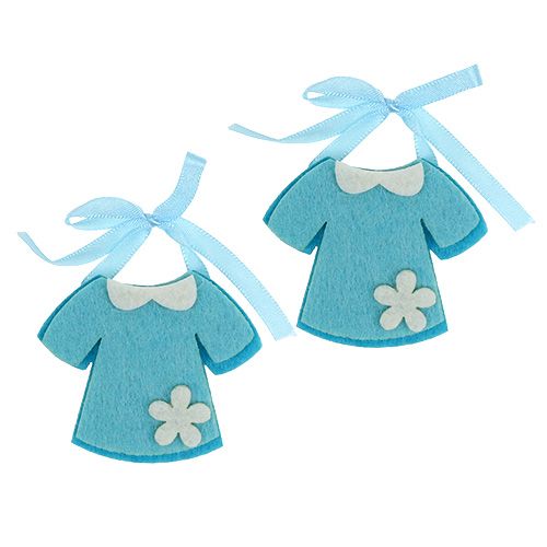 Déco de naissance robe en feutrine bleue 7 cm 20 p.