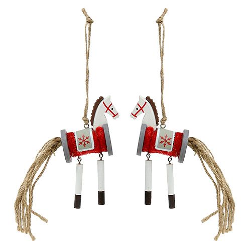 Floristik24 Décoration-Cintre Cheval rouge-blanc 20cm 6pcs