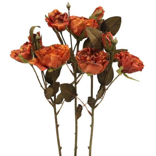 Floristik24 Bouquet de roses décoratives fleurs artificielles bouquet de roses orange 45cm 3 pcs