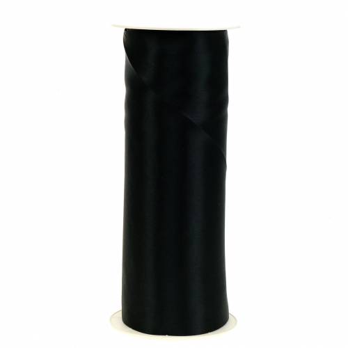 Floristik24 Ruban de table en satin noir 200mm 10m