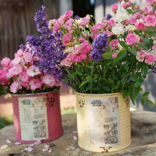 Article Pot de fleurs décoratif en métal, couleur abricot, décoration estivale, Ø 15,5 cm x H 15 cm