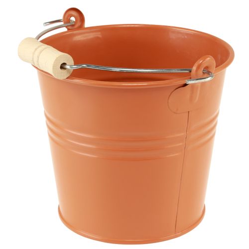 Article Jardinière seau déco métal marron orange Ø16cm H14,5cm 1,6L