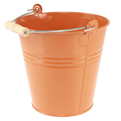 Jardinière seau déco métal marron orange Ø22cm H21,5cm 6L