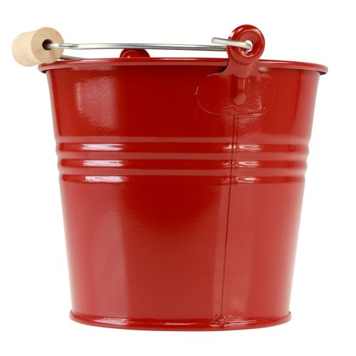 Article Jardinière seau déco métal rouge Ø16cm H14,5cm 1,6L