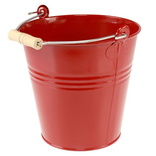 Jardinière seau déco métal rouge Ø22cm H21,5cm 6L