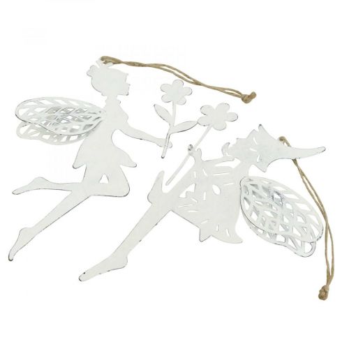 Article Elfes décoratifs décoration de fenêtre ressort métal blanc H20cm 4 pièces