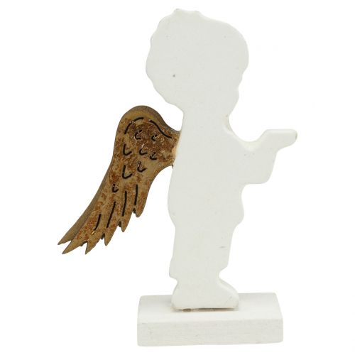 Floristik24 Deco Angel blanc avec ailes dorées 8,5cm 8pcs