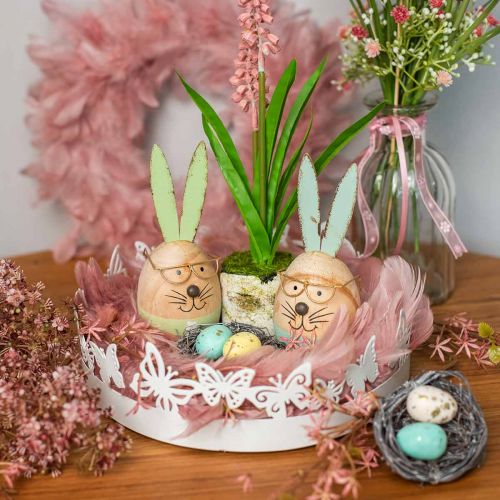 Couronne de plumes déco grand vieux rose décoration de Pâques Ø24cm vraie plume