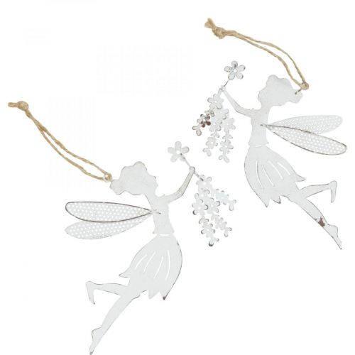 Floristik24 Décoration de fenêtre féerique décorative printemps métal elfe blanc 15×10cm 2 pcs