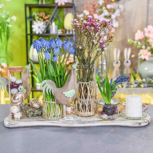 Figurine décorative coq bois, métal vert décoration de table Pâques H23cm | Floristik24.fr