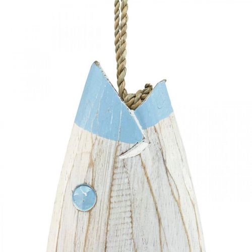 Déco poisson bois Poisson en bois à suspendre bleu clair H57,5cm