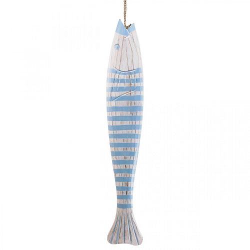 Déco poisson bois Poisson en bois à suspendre bleu clair H57,5cm