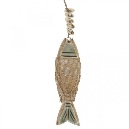 Déco poisson, déco poisson en bois, pendentif poisson bois 21cm