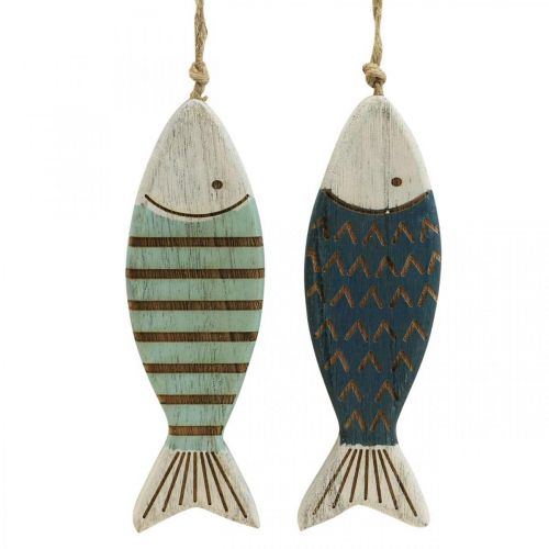 Floristik24 Déco poisson maritime décoration à suspendre poisson en bois bleu L16cm 4pcs