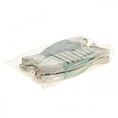 Article Déco poisson maritime décoration à suspendre poisson en bois bleu L16cm 4pcs