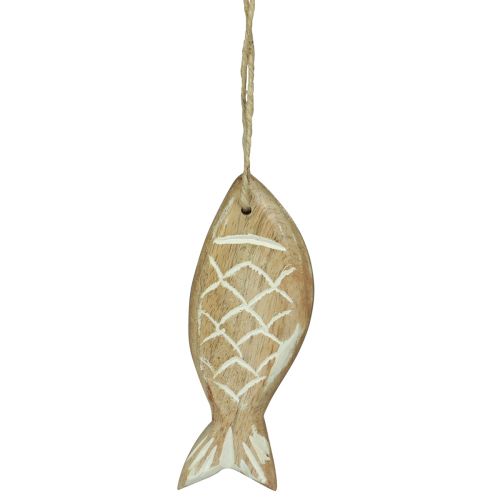 Floristik24 Poisson déco à suspendre poisson en bois marron blanc assorti 10cm 4 pièces