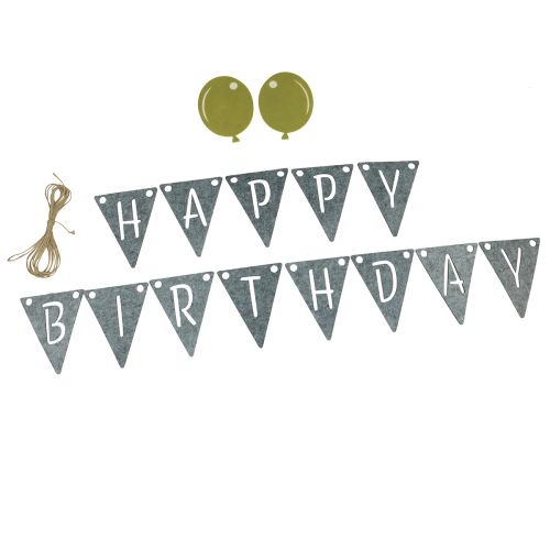 Guirlande décorative de chaîne de fanions d&#39;anniversaire en feutre gris vert 300cm