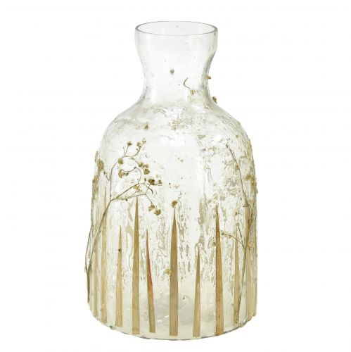 Vase décoratif en verre à décor de gypsophile véritable Ø9,5cm H18cm