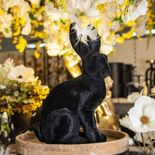Grande Décoration Lapin de Pâques Céramique Floquée Noire H42,5cm