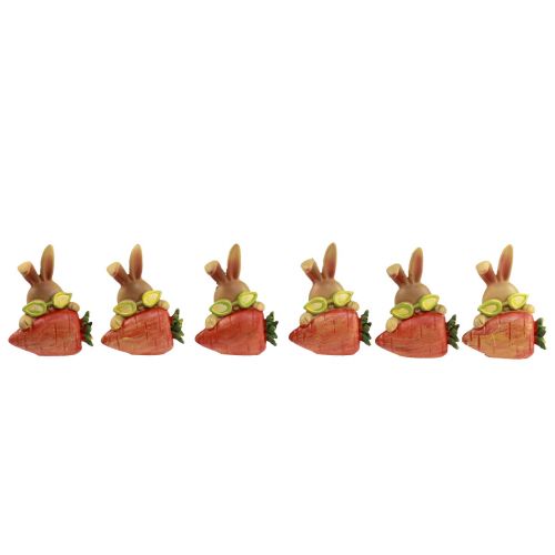 Article Lapin décoratif avec carotte Figurines décoratives lapin de Pâques H5,5 cm 6pcs