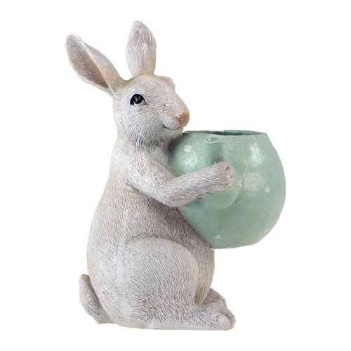 Floristik24 Lapin décoratif avec théière figurine décorative décoration de table Pâques H22,5 cm