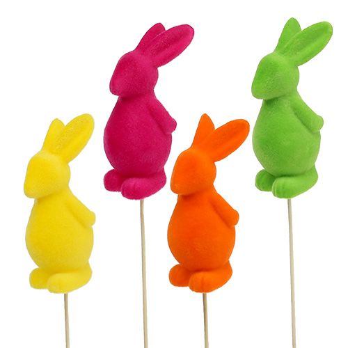 Floristik24 Lapins décoratifs, floqués, assortis. 13 cm 8 pièces