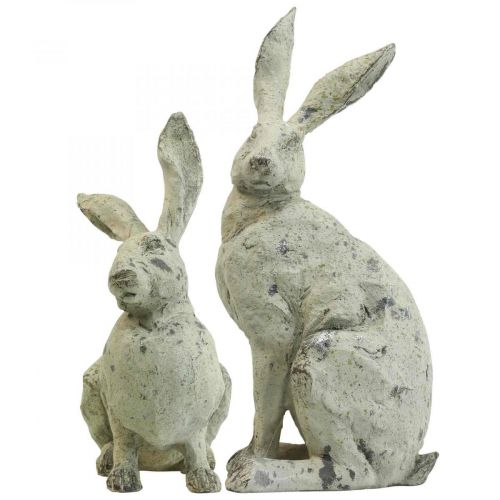 Floristik24 Lapin déco assis aspect pierre décoration de jardin H30cm 2pcs