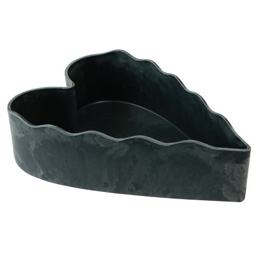 Floristik24 Bol coeur décoratif plastique anthracite 21×14,5×5,5cm