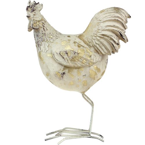 Article Poulets Décoratifs Or Blanc Coq Poule Vintage L13cm 2pcs