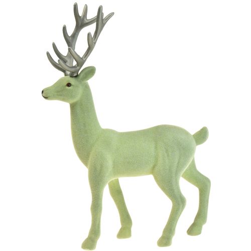 Article Figurine décorative cerf renne Noël vert gris H37cm